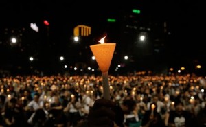 meeting for a memorial of Tenanmen incident in Hongkong